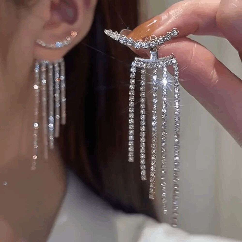 Diamond Tassel Dangle Earrings